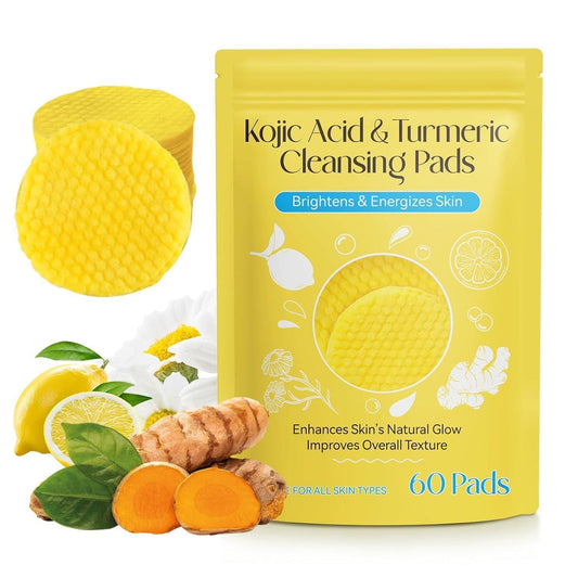 "Turmeric & Kojic Acid Brightening Cleansing Pads – 60 Count | 4.9⭐ Rated by 10,000+ Verified Users | Fades Dark Spots & Evens Skin Tone"